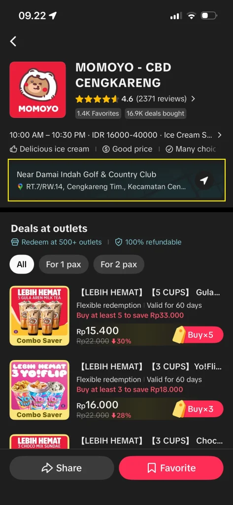 buka profil lokasi gerai