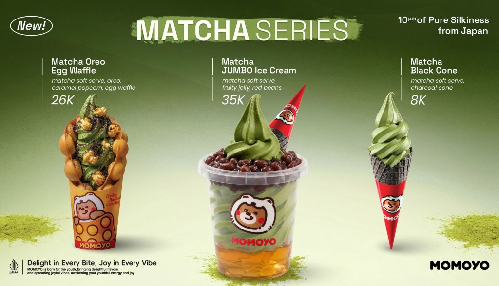matcha series es krim dan egg waffle