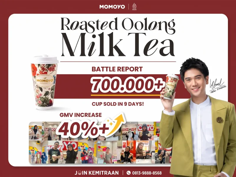 9 Hari Terjual 700.000+ Cup, Apa Artinya bagi Potensi Bisnis MOMOYO? 1 Roasted Oolong Milk Tea terjual 700.000+ cups