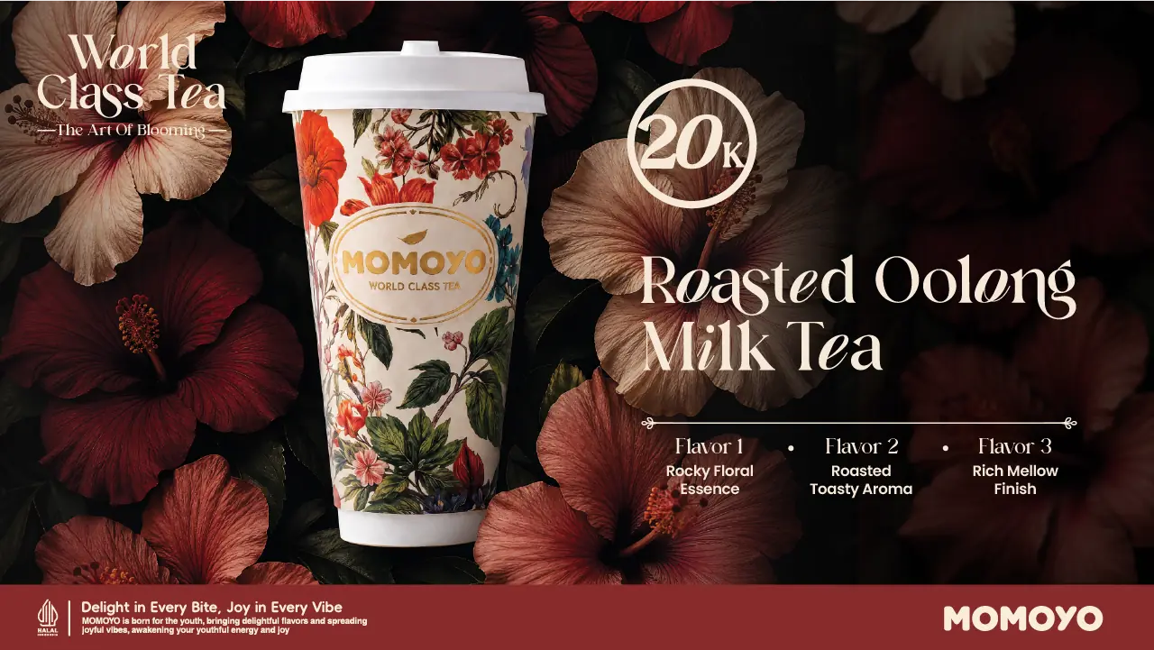 Notes / rasa dari roasted oolong milk tea MOMOYO